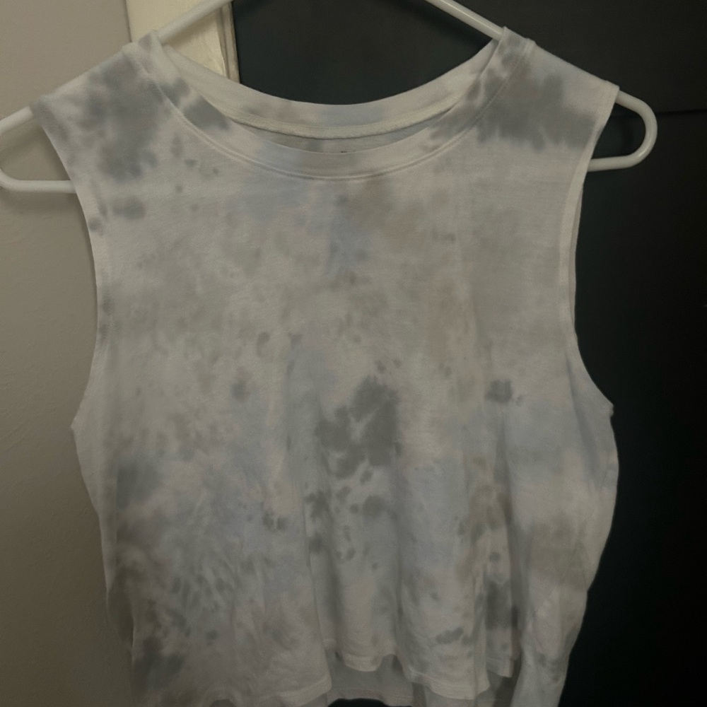 Abercrombie & Fitch White Gray Muscle Tee Crop Tank Top